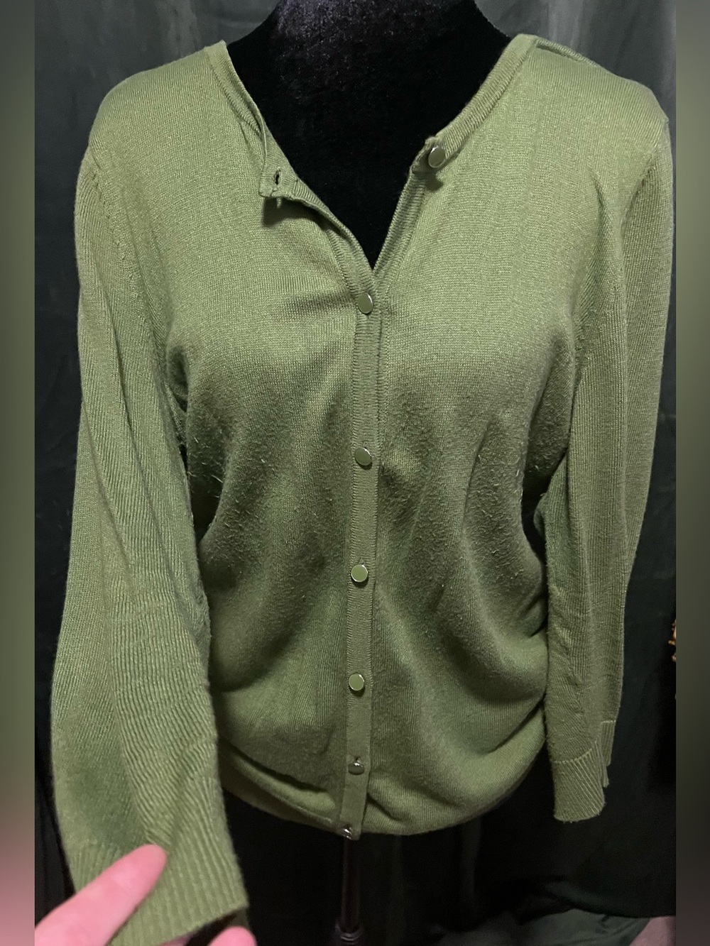 New York & Company Green Snap-Front Cardigan